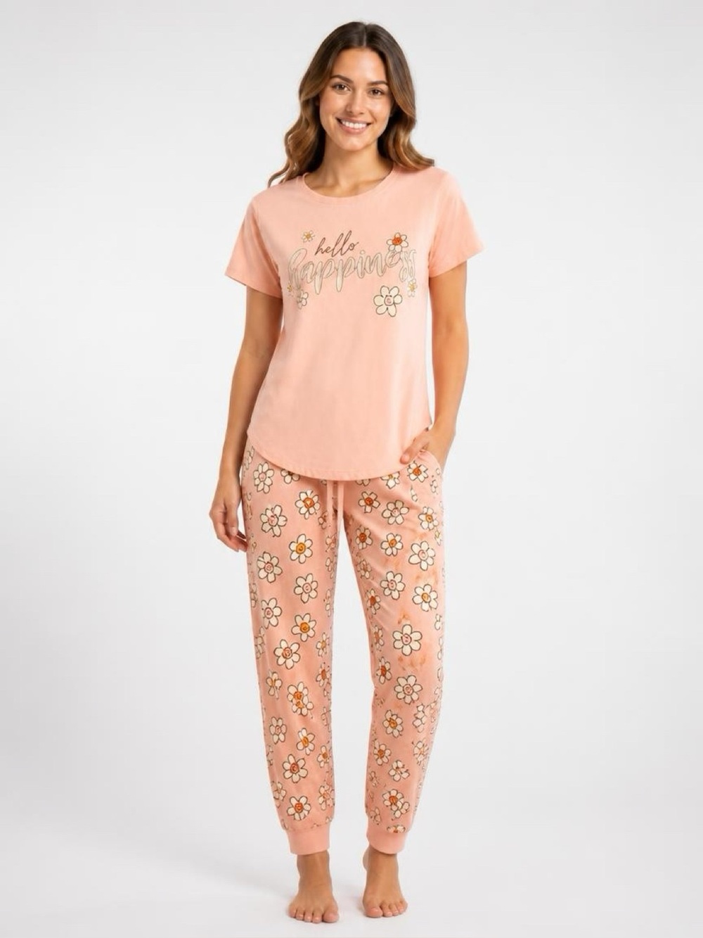 😊🌼 Vera Bradley Daisy Pajama Set “Hello Happiness” Pink Peach Top 2X Pants XL